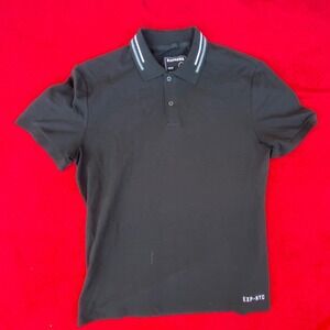 Express Polo Shirt‎ Graphic Back Stretch Collar Trim Mens Medium